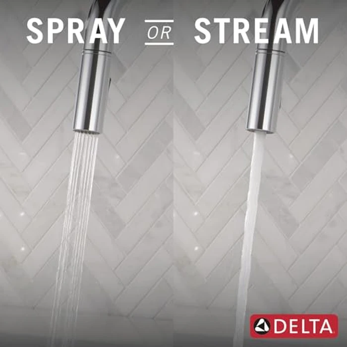 Delta Faucet Nicoli U-Spout Kitchen Faucet with Pull Down Sprayer, Chrome Kitchen Sink Faucet, Modern Kitchen Faucet, Kitchen Faucet with Sprayer, Single Hole Kitchen Faucet, Chrome 19868LF by DELTA - Image 6