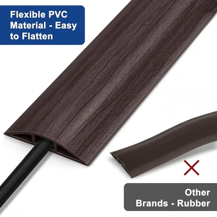 Floor Cord Cover 6FT, Soft PVC Cord Protector Floor, Wood Grey Wire Hider, Hide Extension Wire Covers for Cords, Organizer Wires Cable Cover, Cable Cavity: 0.47" (W) x 0.24" (H) by LZEOY - Image 5