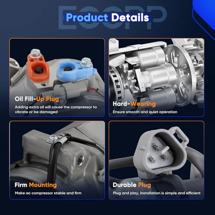 ECCPP A/C Compressor with Clutch 2010-2020 Fit for Toyota 4Runner 4.0L 2007-2014 Fit for Toyota Tundra 4.0L AC Compressor by ECCPP - Image 3