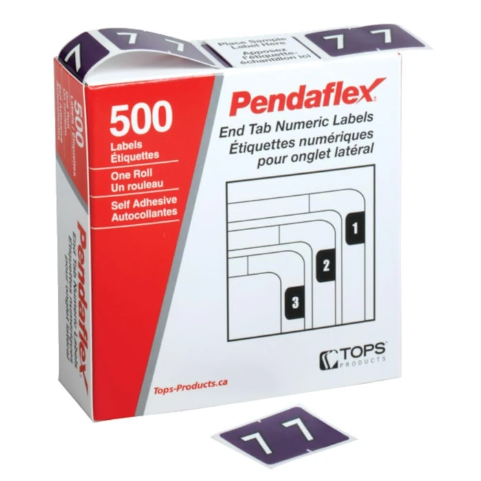 Pendaflex Labels, End Tab Numeric Filing Labels 7, Self-Adhesive, Color-Coded Labels for Easy Numeric Filing, Purple, 1.25 x 15/16 Inches, 500 Labels/Pack by Pendaflex - Used - Like New condition
