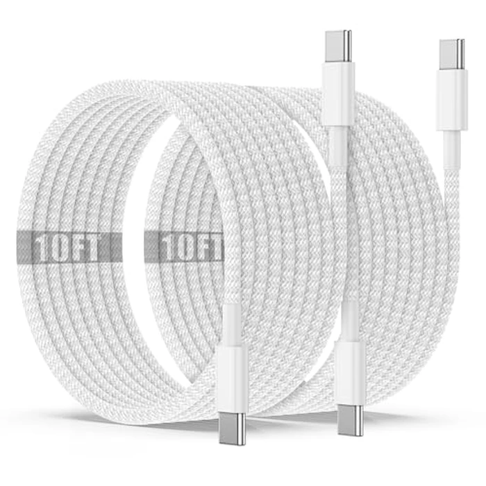 USB C to C Charging Cable 10ft, 60W Fast Type C to C Charger Cord Long for Apple iPhone 17 Pro Max/17 Air/16 Pro Max/15 Plus, MacBook Pro 2021/2020/2019,iPad 12.9/11 inch/Mini/Air 5/4,Samsung Galaxy by Qalirvis - Used - Very Good condition - US$6.99