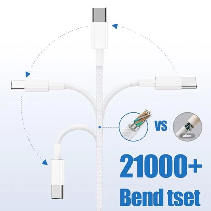 USB C to C Charging Cable 10ft, 60W Fast Type C to C Charger Cord Long for Apple iPhone 17 Pro Max/17 Air/16 Pro Max/15 Plus, MacBook Pro 2021/2020/2019,iPad 12.9/11 inch/Mini/Air 5/4,Samsung Galaxy by Qalirvis - Image 5