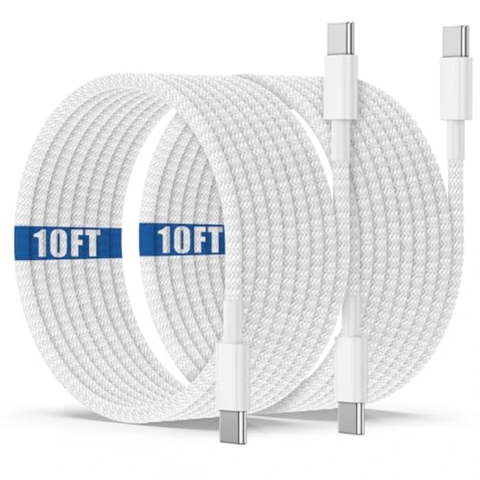 USB C to C Charging Cable 10ft, 60W Fast Type C to C Charger Cord Long for Apple iPhone 17 Pro Max/17 Air/16 Pro Max/15 Plus, MacBook Pro 2021/2020/2019,iPad 12.9/11 inch/Mini/Air 5/4,Samsung Galaxy by Qalirvis - Image 8