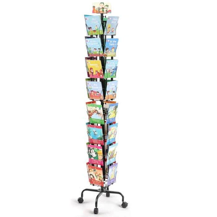 VEVOR Greeting Cards Display Rack, 32 Pockets Rotating Postcard Brochure Display Stand, 360 degrees Spinning Card Display Rack with Sign Holder & 4 Wheels (2 Lockable) for Exhibitions Office Trade Show by VEVOR - Used - Like New condition - CA$105.51