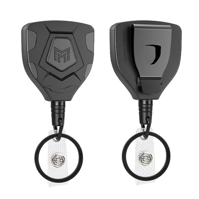MNGARISTA Heavy Duty Retractable Keychain with Belt Clip, Retractable ID Badge Reel, Retractable Badge Holder with 31.5” Steel Cord and Key Ring, 9.0oz, 2-Pack by MNGARISTA - Used - Very Good condition