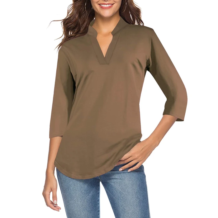 CEASIKERY Women's 3/4 Sleeve V Neck Casual Tunic Blouse Loose Shirt Top by CEASIKERY - Image 1