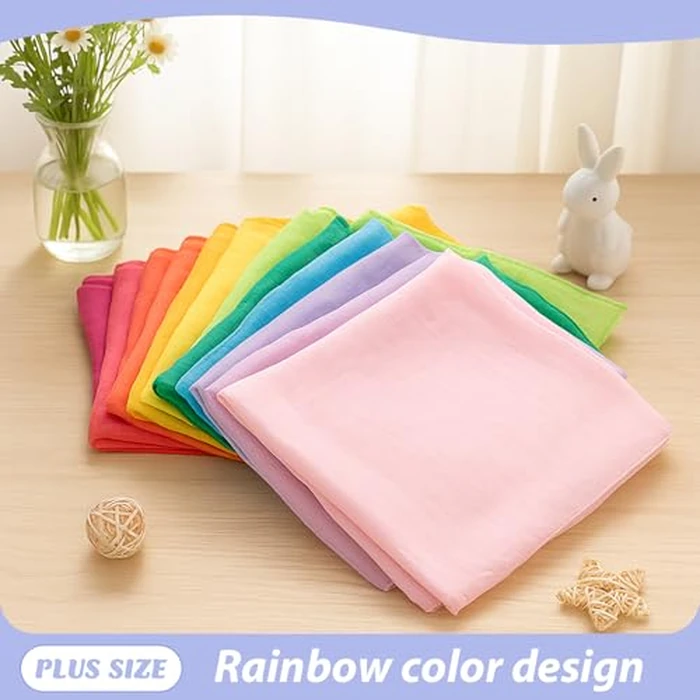 Breling 12 Pcs Large Chiffon Play Scarves Bulk 35 x 35 Inch Square Dance Juggling Scarves Soft Colorful for Music Movement Juggling Performance Magic Trick Props Accessories, 12 Colors by Breling - Image 4