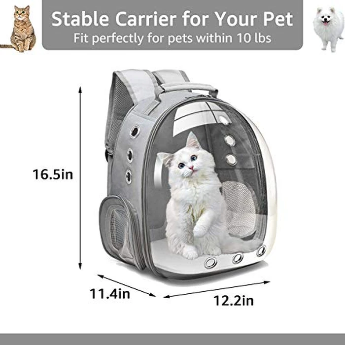 Henkelion Dog Carrier Backpack Front Pack, Pet Carrier Back Pack for Small Medium Cat Puppy Doggie, Dog Body Carrying Bag Travel Space Capsule Knapsack - Grey by Henkelion - Image 2