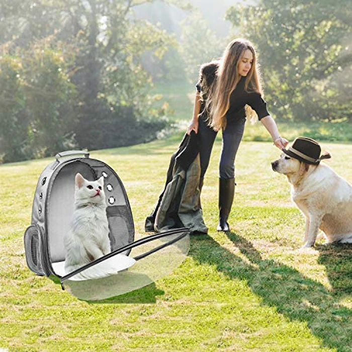 Henkelion Dog Carrier Backpack Front Pack, Pet Carrier Back Pack for Small Medium Cat Puppy Doggie, Dog Body Carrying Bag Travel Space Capsule Knapsack - Grey by Henkelion - Image 7