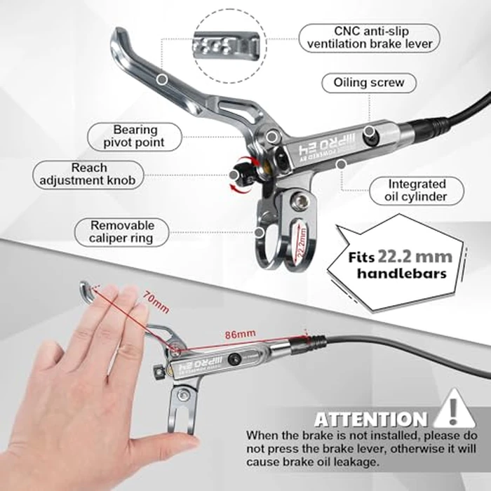 BUCKLOS IIIPRO E4 MTB 4 Pistons Mountain Bike Hydraulic Disc Brake Set Front 835mm and Rear 1550mm with Ceramic Brake Pad for Bicycle/E-Bike (Pre-Bled)... by BUCKLOS - Image 2