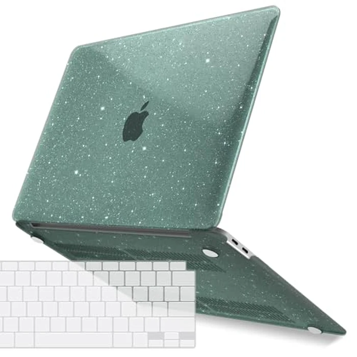 iBenzer Compatible with New MacBook Air 13 inch Case 2022 2021 2020 M1 A2337 A2179 A1932, Plastic Hard Shell Case with Keyboard Cover for Mac Air with Touch ID,Star Green, CA-AT13-S-MTGN+1 by IBENZER - Used - Acceptable condition - CA$17.84