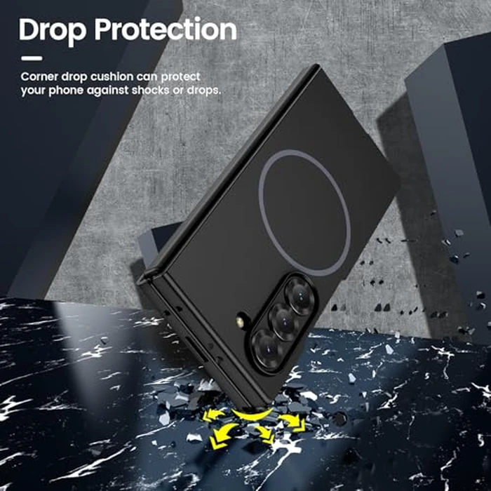 VEGO for Galaxy Z Fold 6 Case, for Samsung Z Fold 6 Case with Front Tempered Glass Screen Protector, Compatible with MagSafe, Support Wireless Charging Slim Magnetic Protective Thin Cover - Black by VEGO - Image 5