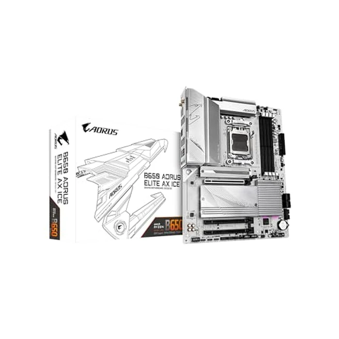 GIGABYTE B650 AORUS Elite AX ICE AMD AM5 ATX Motherboard, Support Ryzen 9000/8000/7000 Series, DDR5, 12+2+2 Power Phase, PCIe 5.0 M.2, USB-C 3.2 Gen 2, WIFI6E, 2.5GbE, EZ-Latch, Q-Flash, RGB Fusion by GIGABYTE - Used - Like New condition - US$101.29