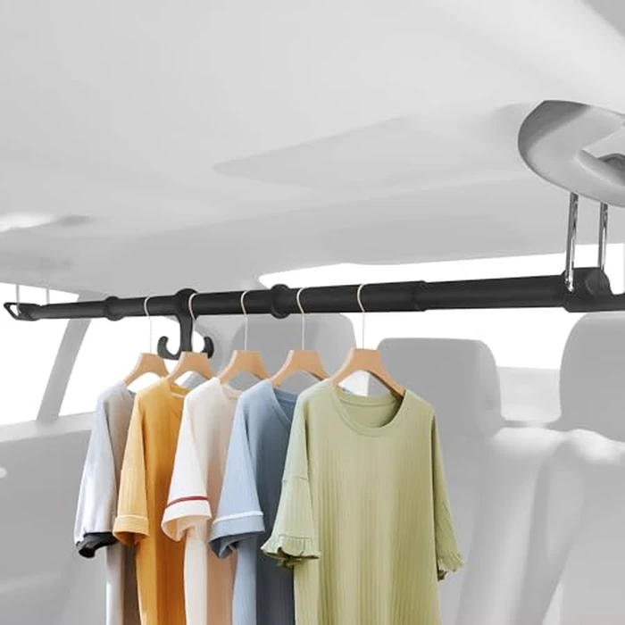 Elantrip Car Clothes Hanger Bar for SUV & Trucks, 34"-70" Extra Long, Heavy-Duty Iron Tube with Full Rubber Sleeve, No-Slip Garment Rack for Travel & Business Suits by Elantrip - Image 1