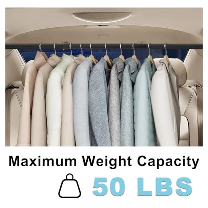 Elantrip Car Clothes Hanger Bar for SUV & Trucks, 34"-70" Extra Long, Heavy-Duty Iron Tube with Full Rubber Sleeve, No-Slip Garment Rack for Travel & Business Suits by Elantrip - Image 4