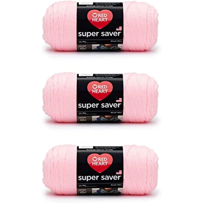 Red Heart Super Saver Baby Pink Yarn - 3 Pack of 198g/7oz - Acrylic - 4 Medium (Worsted) - 364 Yards - Knitting/Crochet by Red Heart - Used - Very Good condition - US$15.08