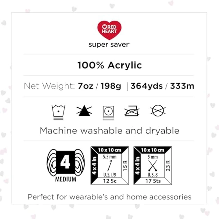 Red Heart Super Saver Baby Pink Yarn - 3 Pack of 198g/7oz - Acrylic - 4 Medium (Worsted) - 364 Yards - Knitting/Crochet by Red Heart - Image 8