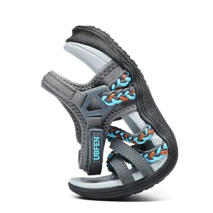 UBFEN Womens Hiking Sandal Sport Sandal Straps with Adjustable Hooks Arch Support Vacation Casual Comfortable Outdoor Adventure Camping Size 11 Gray White by UBFEN - Image 4