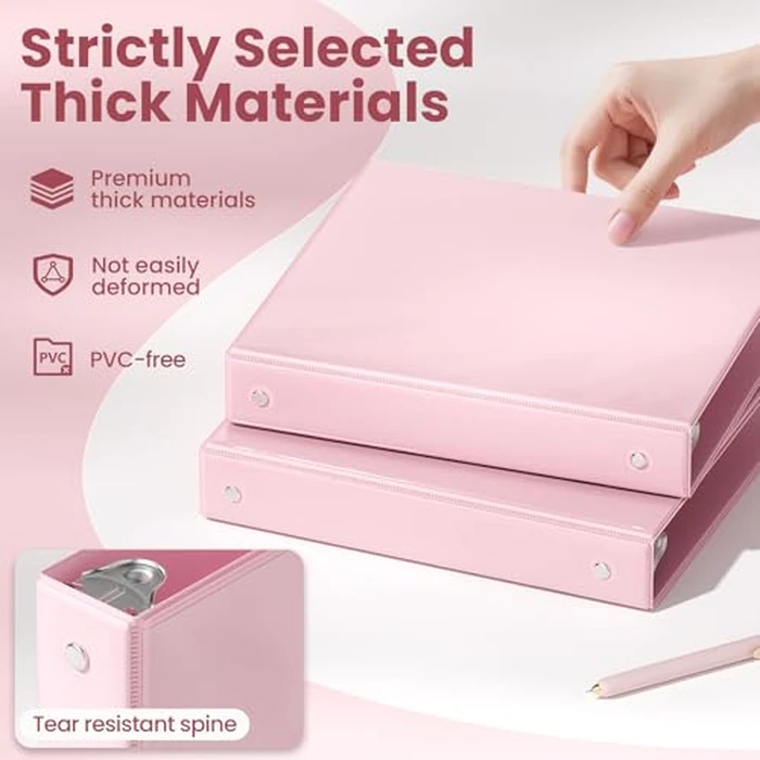 SUNEE 1 Inch Binders 3 Ring 6 Pack, Clear View Three Ring Binders PVC-Free (Fit 8.5x11 Inches) for School or Office Supplies, Pastel Binder by SUNEE - Image 4