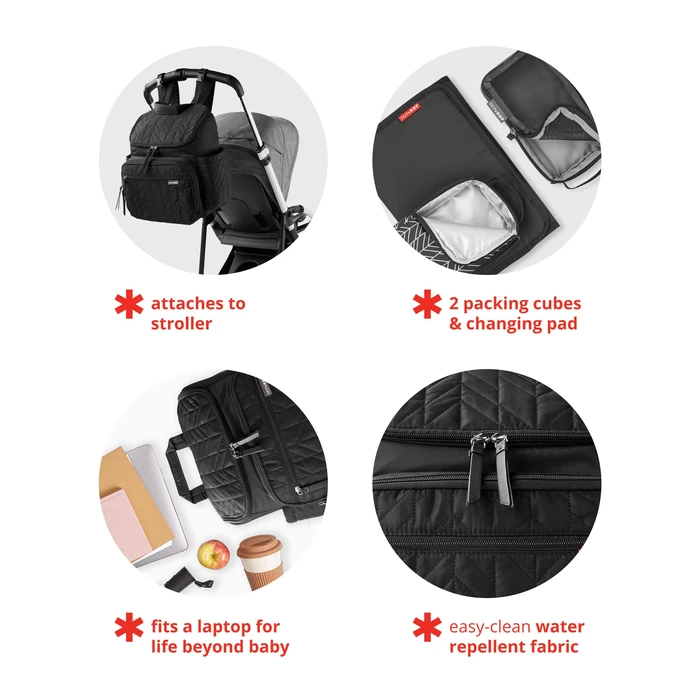Skip Hop Diaper Bag Backpack: Forma, Multi-Function Baby Travel Bag with Changing Pad & Stroller Attachment, Chocolate by Skip Hop - Image 3