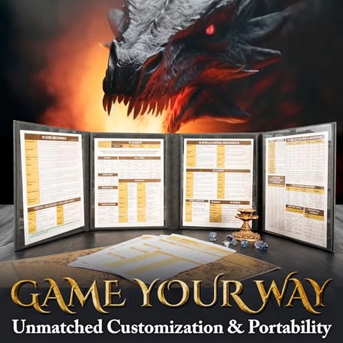 Soar Forge DM Screen for DND with 4 Wider Panels - Crystal Clear GM Pockets - Embossed Faux Leather Dungeon Master Screen with Celtic Knot & Dragon Design for D&D 5e & More by Soar Forge - Image 6