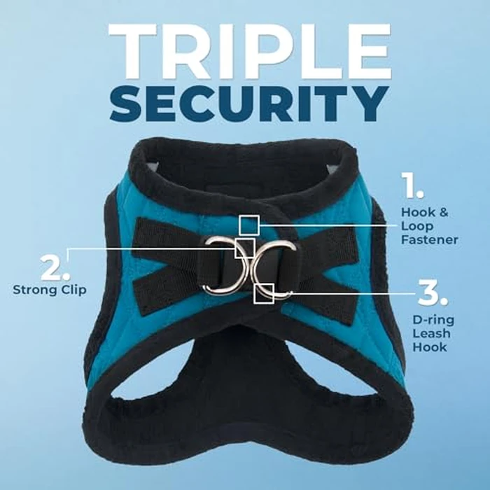 Voyager Step-in Plush Dog Harness - Soft Plush, Step in Vest Harness for Small and Medium Dogs by Best Pet Supplies - Turquoise Plush (Leash Bundle), M (Chest: 16-18"), (206S-TQB-TQ-M) by Best Pet Supplies - Image 2