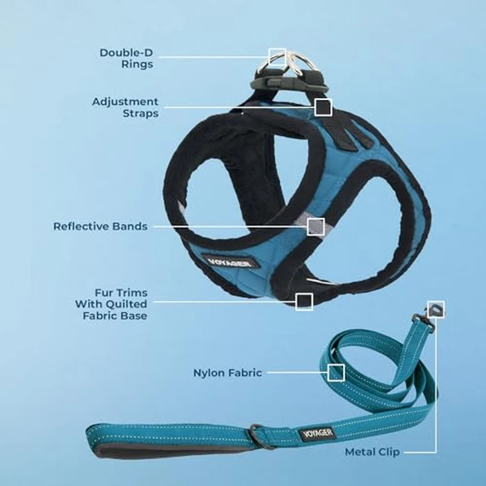 Voyager Step-in Plush Dog Harness - Soft Plush, Step in Vest Harness for Small and Medium Dogs by Best Pet Supplies - Turquoise Plush (Leash Bundle), M (Chest: 16-18"), (206S-TQB-TQ-M) by Best Pet Supplies - Image 3