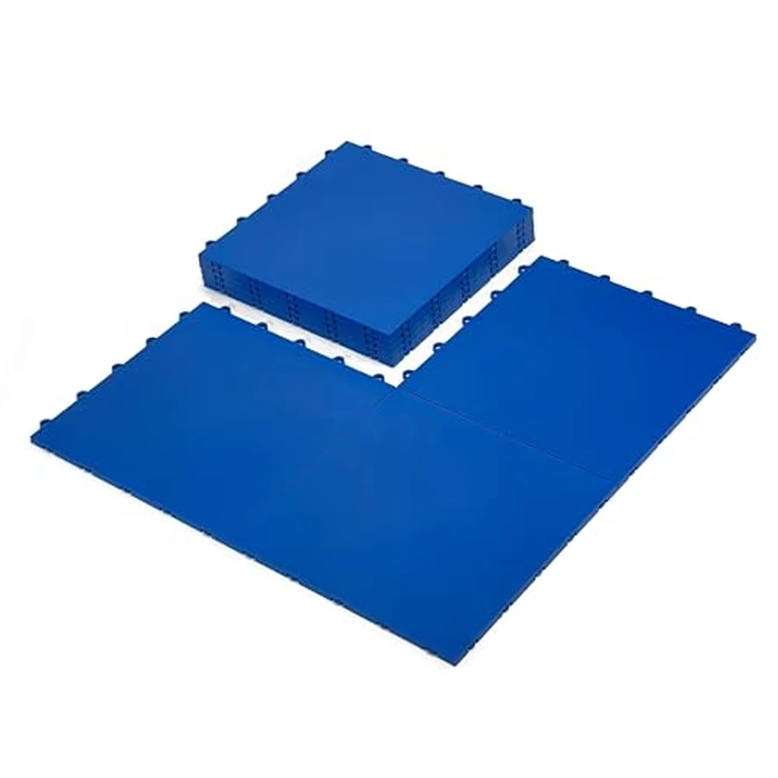 InOut Flooring 8 Blue Tiles - High Durability Colored Flooring Tiles - Interlocking training surface roller skate Indoor Outdoor dance floor tiles, basketball tiles multi sports floor hockey tiles by InOut Flooring - Used - Very Good condition