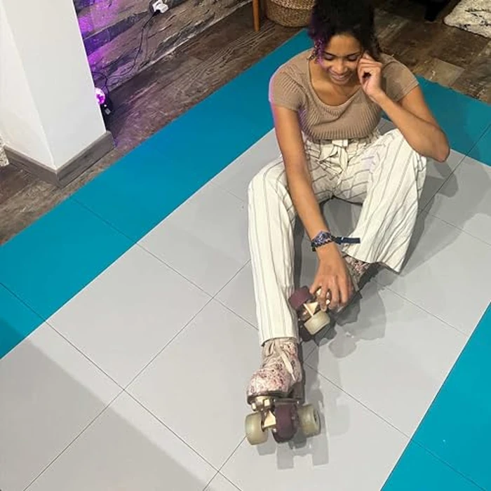 InOut Flooring 8 Blue Tiles - High Durability Colored Flooring Tiles - Interlocking training surface roller skate Indoor Outdoor dance floor tiles, basketball tiles multi sports floor hockey tiles by InOut Flooring - Image 2