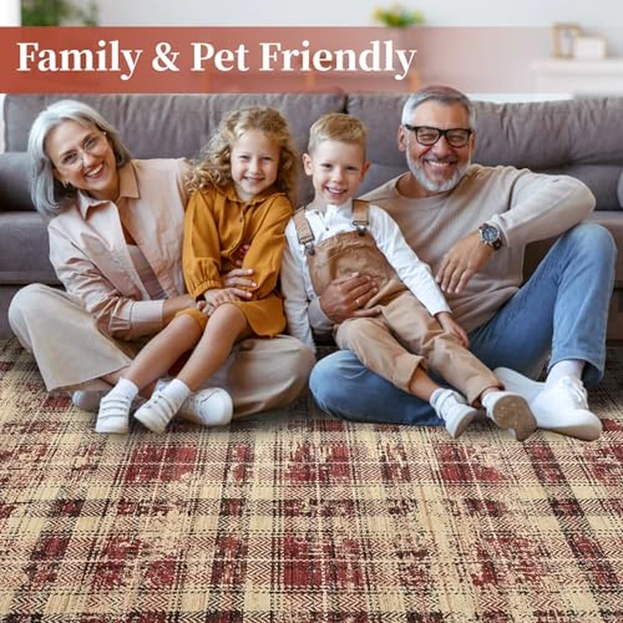 GarveeHome Washable Runners for Hallways 2x6 Rug Modern Non Slip Kitchen Rugs Soft Bedroom Rug Bathroom Rugs Tartan Non Shedding Stain Resistant Carpet for Entryway Laundry Red 2 ft x6 ft by GarveeHome - Image 6