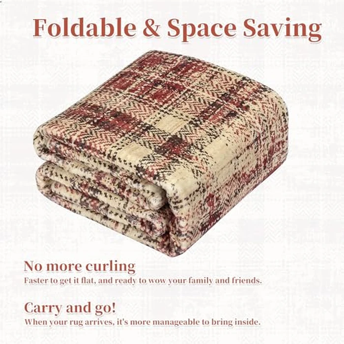 GarveeHome Washable Runners for Hallways 2x6 Rug Modern Non Slip Kitchen Rugs Soft Bedroom Rug Bathroom Rugs Tartan Non Shedding Stain Resistant Carpet for Entryway Laundry Red 2 ft x6 ft by GarveeHome - Image 7