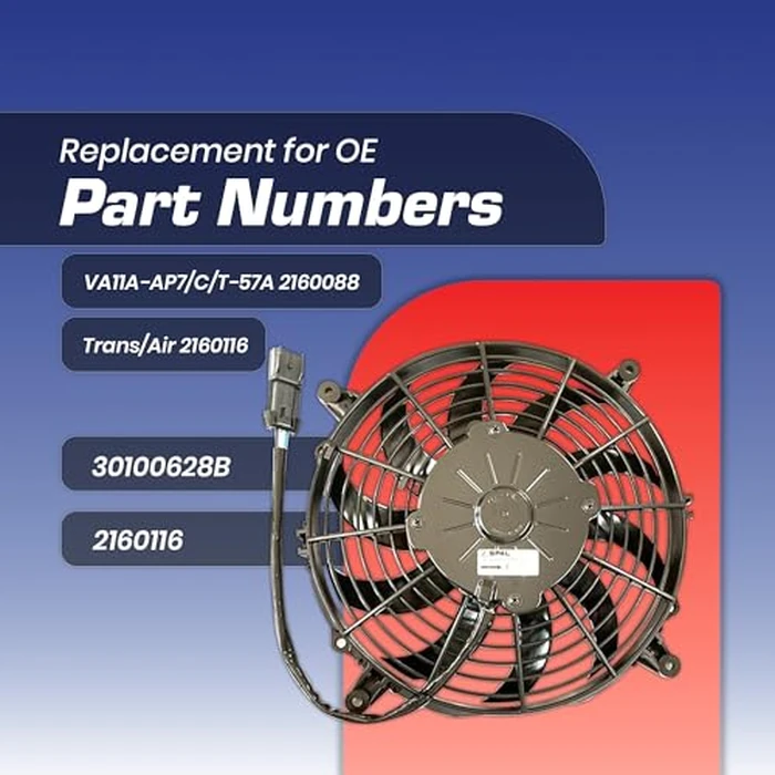 SPAL 30100628B Trans/Air 2160116 10'' Puller Fan 12 Volt High Performance Curved Blades 847 cfm with 8 Built in mounting Brackets VA11A-AP7/C/T-57A 2160088 2160080 by Spal - Image 2
