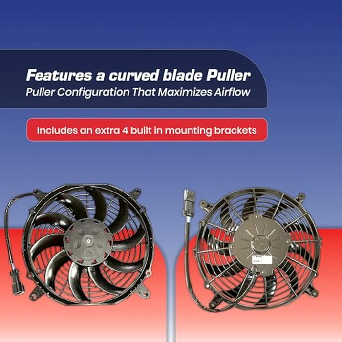 SPAL 30100628B Trans/Air 2160116 10'' Puller Fan 12 Volt High Performance Curved Blades 847 cfm with 8 Built in mounting Brackets VA11A-AP7/C/T-57A 2160088 2160080 by Spal - Image 5