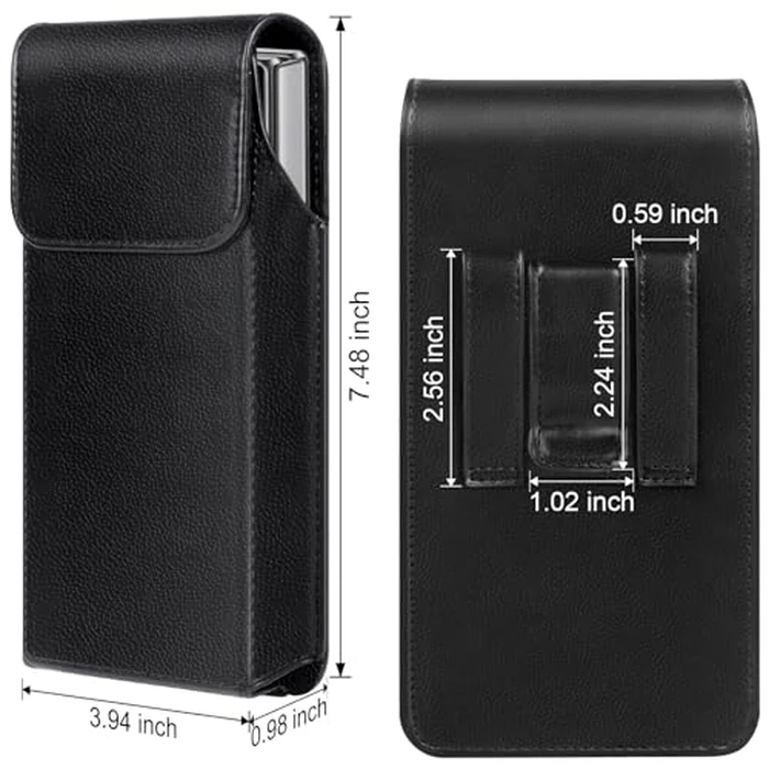 Leather Phone Holster for Samsung Galaxy Z Fold 7/6/5/4/3 Case with Belt Clip for iPhone 16/15/14/13 /12/17 Pro Max & Galaxy S23/S24/S25/S26 Ultra Cover Carrying Pouch Card Holder(V Black) by WATACHE - Image 6