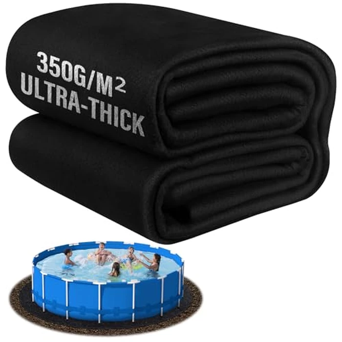 350G/M² Thicker 24FT Pool Liner Pad,Seamless Above Ground Pool Liner, Thicker Durable Geotextile Material, Pre-Cut Heavy Duty Round Pool Liner Pad, Puncture Protection,Extend Liner Life(Black) by TIXANF - Image 1