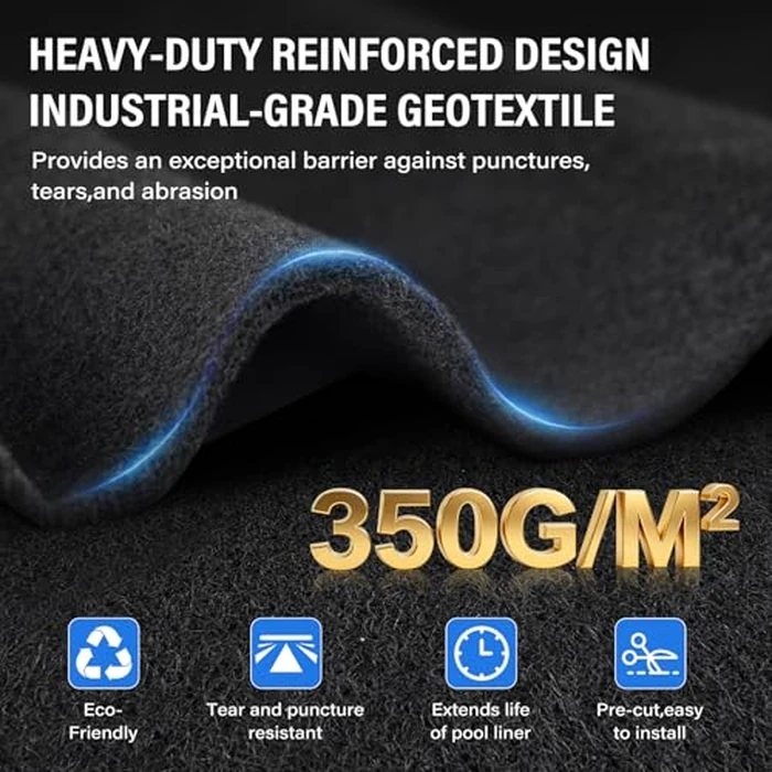 350G/M² Thicker 24FT Pool Liner Pad,Seamless Above Ground Pool Liner, Thicker Durable Geotextile Material, Pre-Cut Heavy Duty Round Pool Liner Pad, Puncture Protection,Extend Liner Life(Black) by TIXANF - Image 2