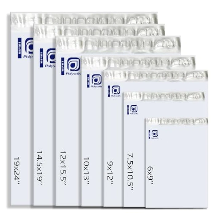 POLYSELLS 500 pcs 12x15.5 Inches White x Silver Poly Mailers Shipping Envelopes, Strong Adhesive Sealing, Waterproof, and Tear-resistant Postal Mailing Bags for Clothing, Books, and Accessories by POLYSELLS - Image 2