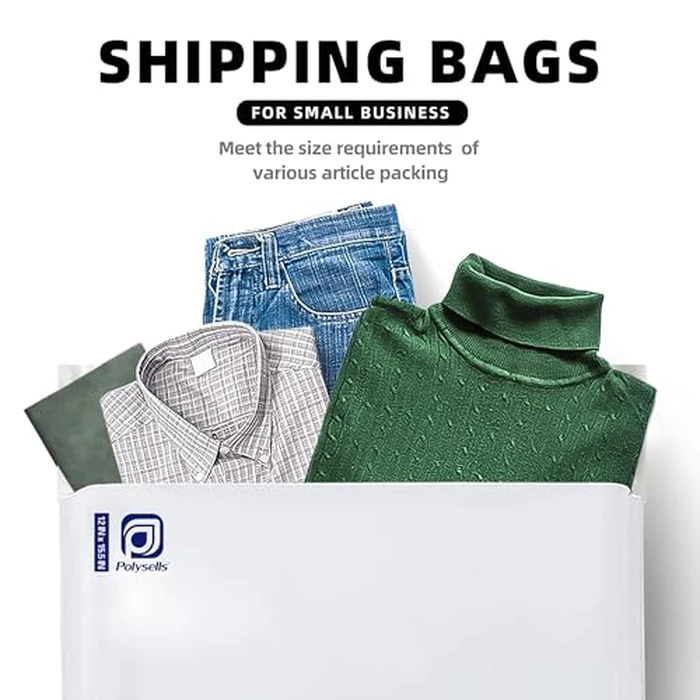 POLYSELLS 500 pcs 12x15.5 Inches White x Silver Poly Mailers Shipping Envelopes, Strong Adhesive Sealing, Waterproof, and Tear-resistant Postal Mailing Bags for Clothing, Books, and Accessories by POLYSELLS - Image 3