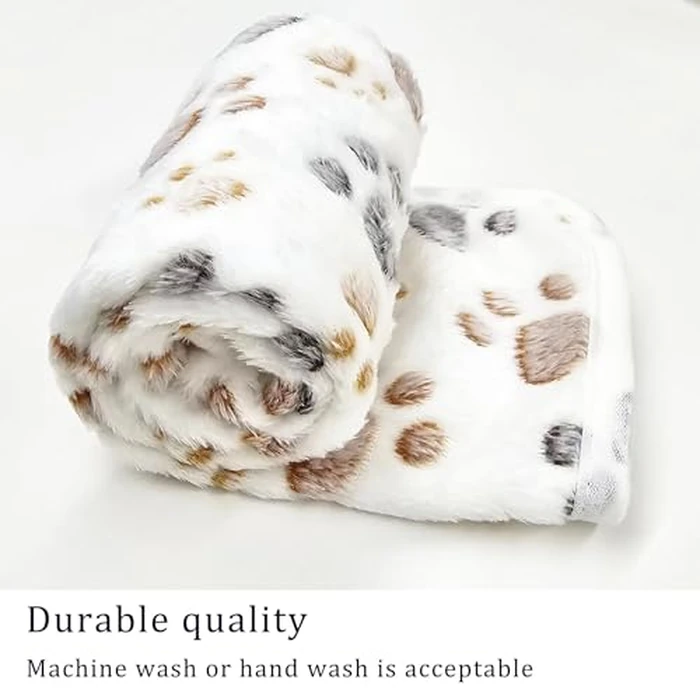 1 Pack 3 Blankets Super Soft Fluffy Premium Fleece Pet Blanket Flannel Paw Printed Throw for Dog Puppy Cat (Medium 30x20'', Beige, Grey, Navy) by CADONO - Image 5