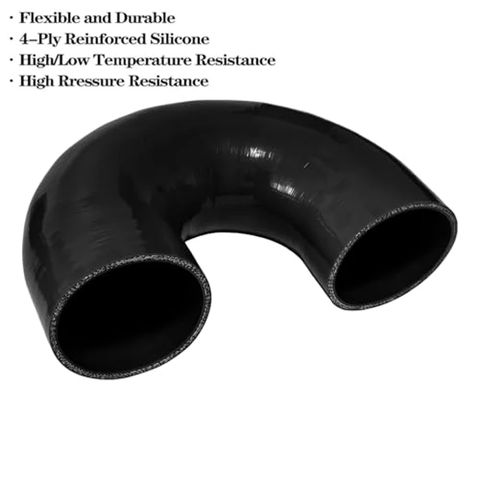 Haturmyko ID 4" (102mm) 180 Degree U Bend Shape Silicone Coupler Hose, 4-Ply Reinforced Universal Silicone Elbow Pipe for Intake Hose Radiator Turbo Coupling Black by Haturmyko - Image 5