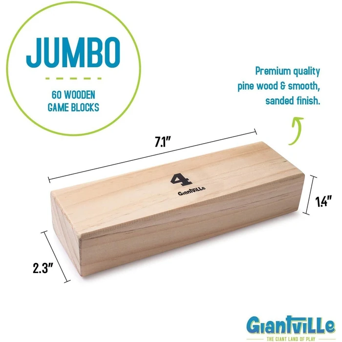 Giantville Giant Tumbling Timber Toy Premium Pine Wood (60-Pieces) GV-25802 - Wood by Giantville - Image 4