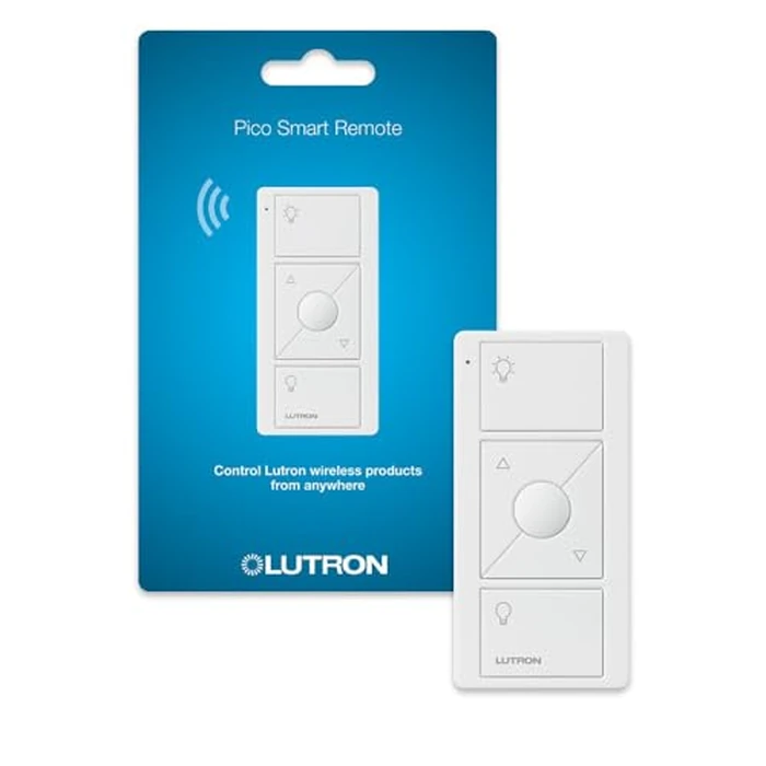 Lutron Pico Remote for Caseta Smart Dimmer Switch, 3-Button Control with Raise/Lower and Preset Lighting Level, For Table Top or Wallmount Use, PJ2-3BRL-WH-L01R, White by Lutron - Image 1