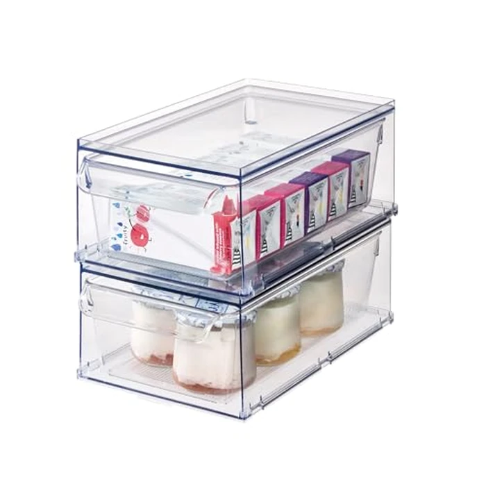 iDesign Stackable Kitchen Storage Drawer for Fridge, Pantry, Under-Sink, or Cabinet - Set of 2 - Clear by InterDesign - Used - Very Good condition