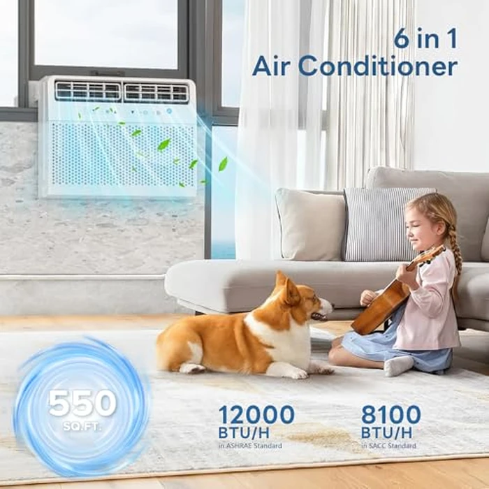 ZAFRO 12,000 BTU U Shaped Window Air Conditioner Cools up to 450 Sq Ft, 6-in-1 Window AC Units with Cool, Fan and Dry Modes, Saddle Air Conditioner with Energy Efficient, Low Noise, White[2026 New] by ZAFRO - Image 2