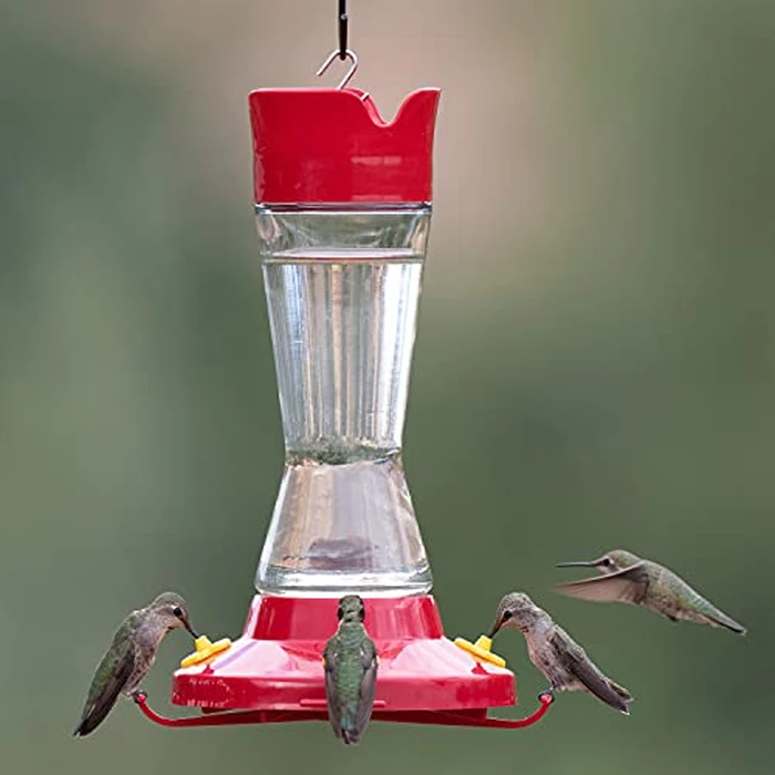 Perky-Pet Pinch-Waist Glass Hummingbird Feeder - 16 oz Nectar Capacity - Wide Mouth Humming bird Feeder - Bee Guards, Ant Moats, Durable Glass Bottle - 210PB, Easy to Clean by Perky-Pet - Image 2