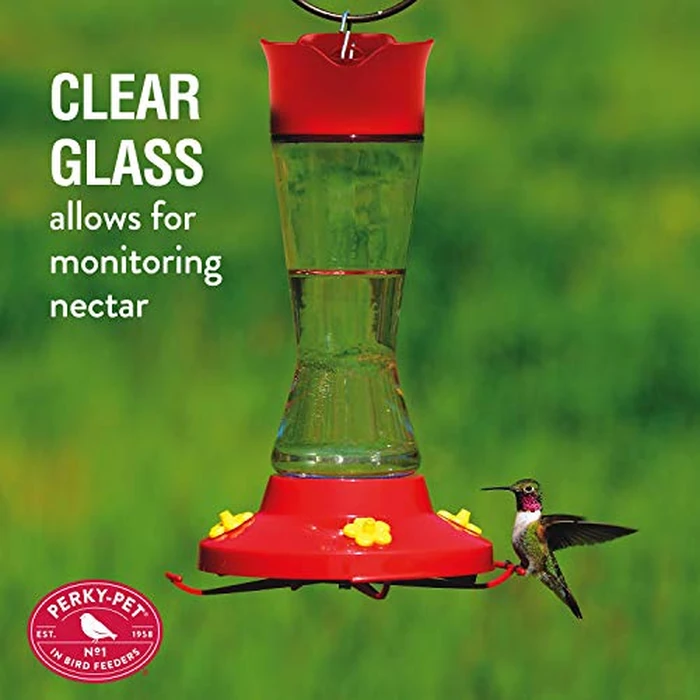Perky-Pet Pinch-Waist Glass Hummingbird Feeder - 16 oz Nectar Capacity - Wide Mouth Humming bird Feeder - Bee Guards, Ant Moats, Durable Glass Bottle - 210PB, Easy to Clean by Perky-Pet - Image 7
