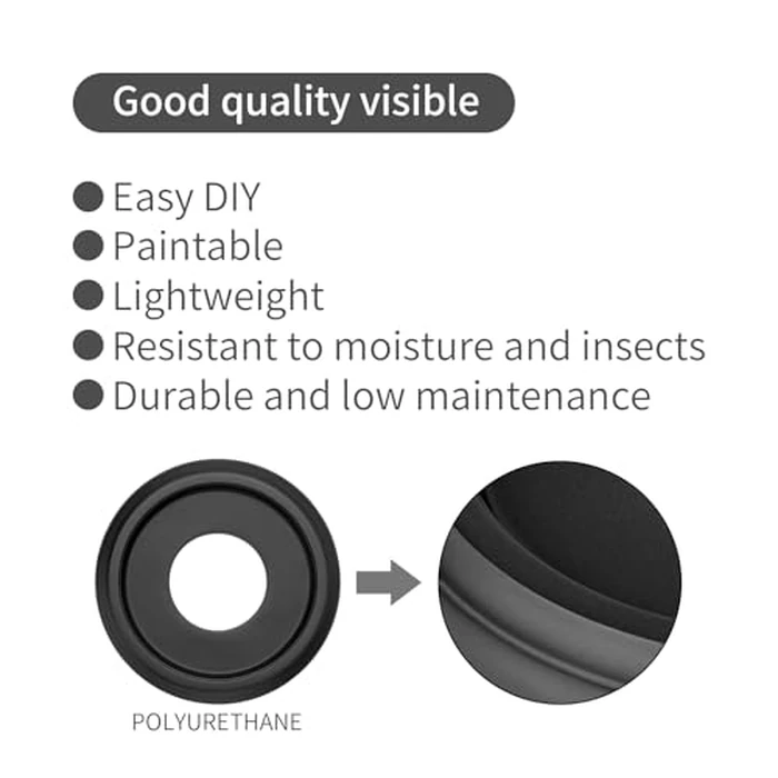 EIFHYT 2 Pack Molded PU Ceiling Medallion for Light Fixtures and Pendants, 10" OD x 4" ID x 1" P (Fits Canopies up to 7-1/4") Black by EIFHYT - Image 3