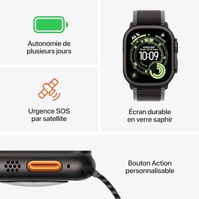 Apple Watch Ultra 3 GPS + Cellular 49mm Natural Titanium Case with Blue/Bright Blue Trail Loop - S/M by Apple - Image 5