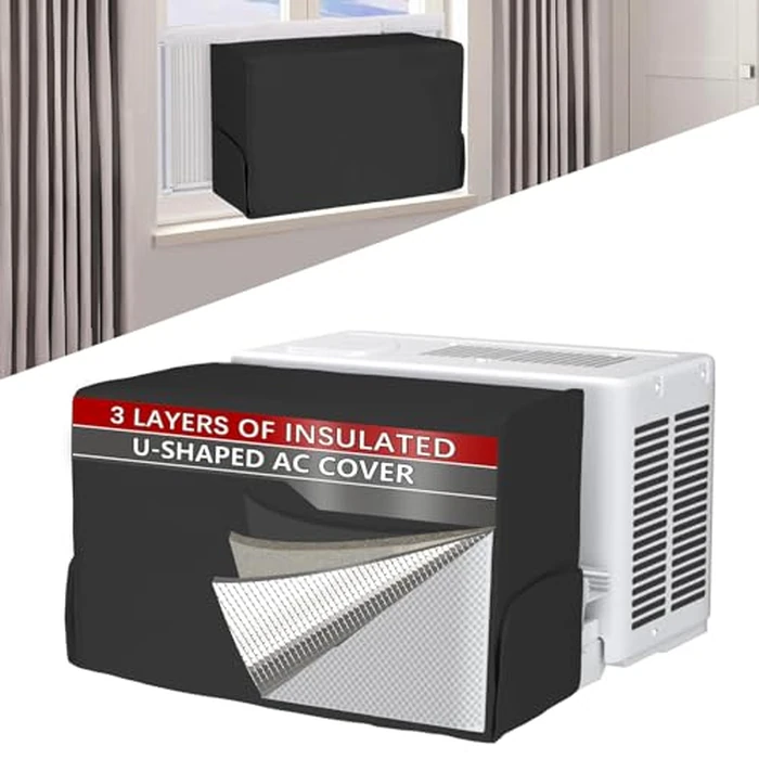 Air Conditioner covers for inside 20"W x 14"H x 6"D Compatible with Midea Window Air Conditioner 8000/10000/120000 BTU, 3 Layers Insulation AC Cover Compatible with Midea U shaped AC Unit, Black by Amerbro - Used - Very Good condition - US$19.64