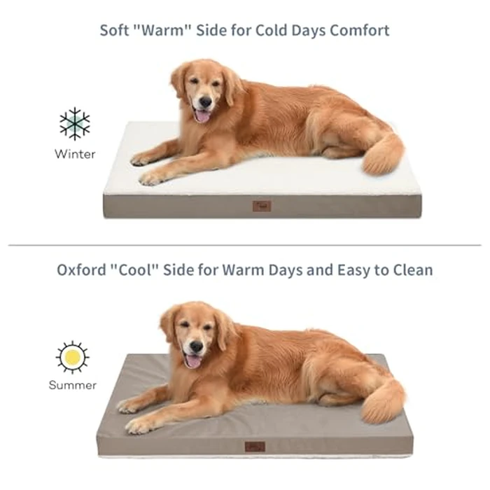 Tail Stories Orthopedic Dog Bed for Extra Large Dogs, XL Waterproof Comfort Pet Bed for Large Sized Dog, Egg Crate Foam Pet Bed with Removable Washable Cover, Khaki White by Tail Stories - Image 2